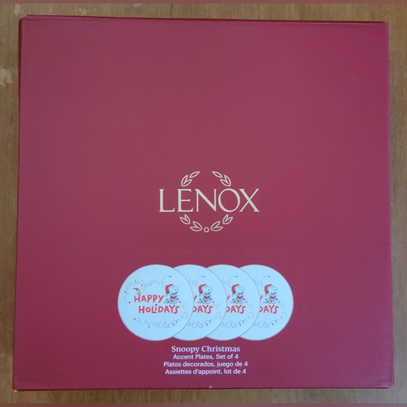 🎄 Lenox Snoopy “Happy Holidays” Accent Plates – Set of 4 – NIB 🎄 - Picture 3 of 11